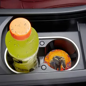 Bunter Elefant Auto Becherhalter Untersetzer, rutschfeste Silikonmatte für Autoinnenraum.