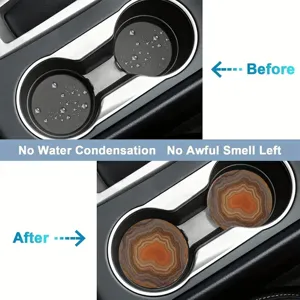 Car cup holder coasters absorbent silicone anti-slip auto insert mat set 2 pieces waterproof