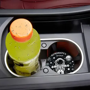Car cup holder coaster, non-slip absorbent ceramic insert mat with cute astronaut space design.