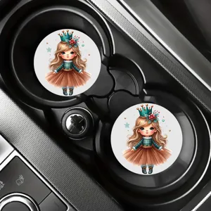 Süße Cartoon Prinzessin Auto Getränkehalter Untersetzer Set, rutschfeste Zubehörteile.
