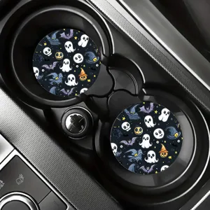 Posavasos para coche de Halloween antideslizantes absorbentes portavasos 2 piezas set.