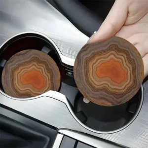 Silicone car coasters non-slip cup holder insert mats agate texture auto drink coasters set 2pcs