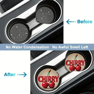 Car absorbent ceramic cup coasters anti-slip auto drink holder insert mats cherry pattern