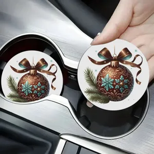 Weihnachts Auto Tassen Untersetzer, saugfaehige Getraenke Untersetzer mit festlichem Design.