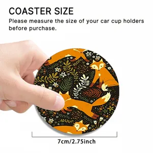 Cute fox pattern car cup coaster 7cm silicone anti-slip mat for automotive interior accessories