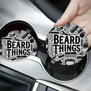 Runde Silikon Auto Tassenunterlage, schwarz weisses Barbershop Design rutschfeste Matte.