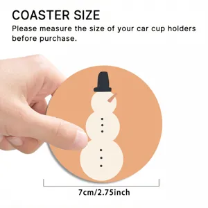 Cute snowman car coaster absorbent anti-slip cup holder mat 7cm diameter automotive decor.