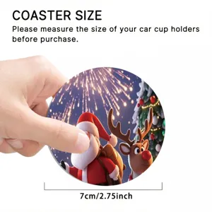 Christmas silicone car coaster 7cm cute Santa Claus drink cup holder mat for auto use