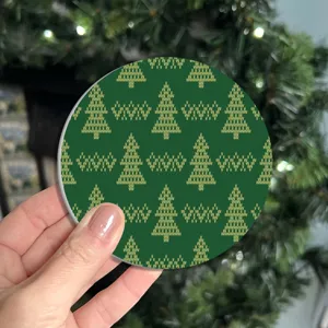 Christmas tree pattern round coaster silicone home office holiday table decor accessory item