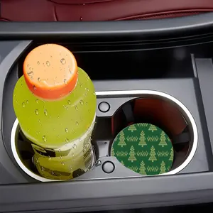 Christmas tree silicone coaster for car cup holder, festive holiday table decor item.