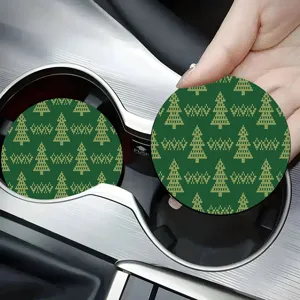 Christmas tree pattern silicone car cup holder coaster for automotive interior decor