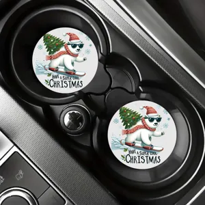 Weihnachten Auto Tassen Untersetzer Set, wasserdicht rutschfest runde Becherhalter Matte.