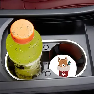 Sottobicchiere per auto simpatico cartone in pelle tappetino antiscottatura dettagli vista