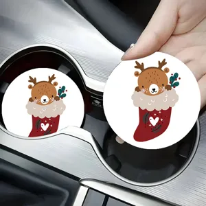 Sottobicchiere auto cartone animato carino, tappetino in pelle per tazza caffè decorazione.