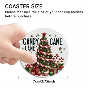 Christmas car cup coaster round absorbent ceramic coaster 7cm festive holiday decoration