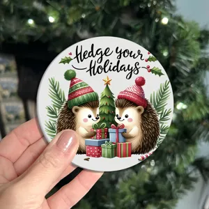 Weihnachten Holz Kaffeetasse Matte festliche süße Igel Muster Tisch Untersetzer dick