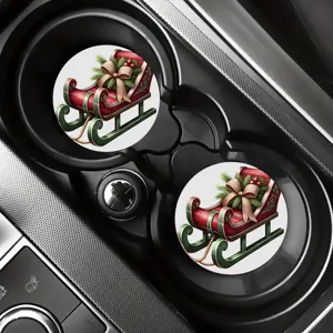 Weihnachten Auto Untersetzer Set festlich roter Schlitten Design Tassenhalter Matten