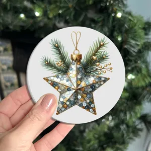 Sottobicchiere per auto albero di Natale design stella con paillettes tazza set