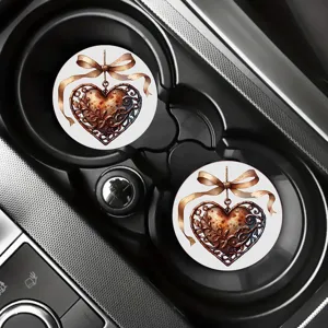 Set sottobicchieri per portabicchieri auto, design cuore steampunk vintage tappetino antiscivolo.