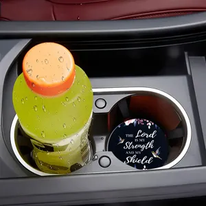 Sous-verre de porte-gobelet de voiture absorbant avec design de citation religieuse inspirante.