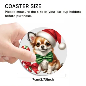 Christmas Chihuahua car coaster 7cm cute puppy auto cup holder anti-slip protector mat