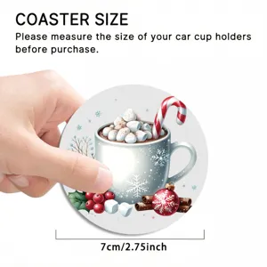 Sous-tasse de voiture de Noël ronde tapis porte-tasse festif cacao guimauve hiver