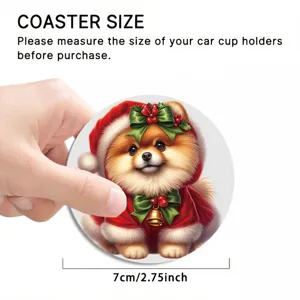 Natale Pomeranian cane auto tazza sottobicchiere impermeabile assorbente decorazione 7cm