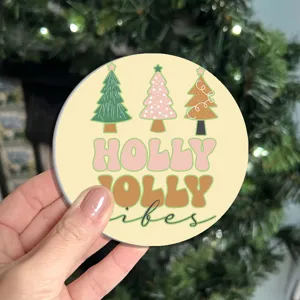 Cute Christmas tree car coaster cute holiday vehicle cup holder pad drink accessory