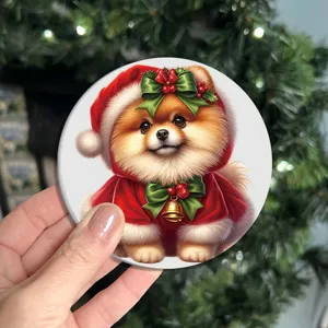 Sottobicchiere in ceramica con cane pomerania di Natale decorazione festiva tovaglietta impermeabile