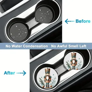 Auto Tassenhalter Untersetzer saugfähige Keramikmatte mit weihnachtlichem Nussknacker Design.