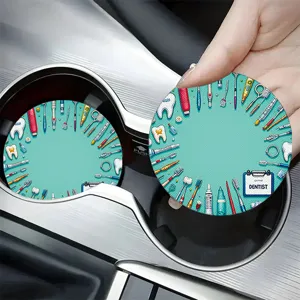 Posavasos de coche con tema dental, goma suave antideslizante, diseño lindo para decoración interior.