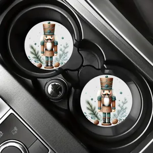 Weihnachten Nussknacker Auto Untersetzer Set, saugfähige Getränkehalter Pads für Kfz