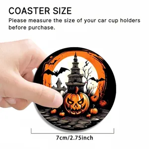 Halloween car coaster silicone round cup mat 7cm 2.75inch anti-slip drink holder pad