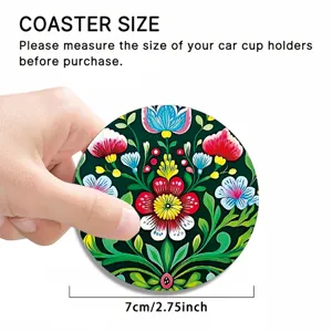 Runde Auto Untersetzer mit traditionellem Blumenmuster, rutschfeste Tassenmatte 7cm Durchm.