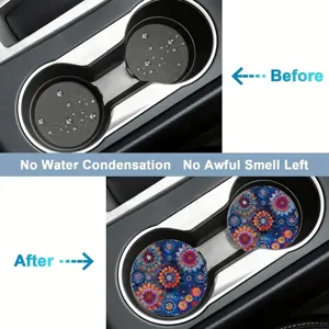 Car cup coaster non-slip absorbent mandala drink coaster for automotive interior cup mat.