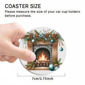 Weihnachts Kamin Auto Untersetzer 7cm absorbierende Tassenhalter Matte rutschfest Deko
