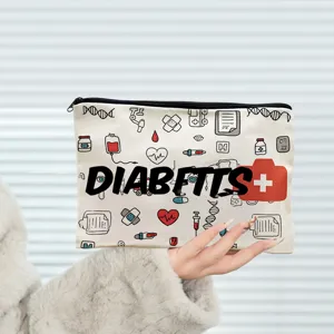 Canvas zipper pouch, medical theme print makeup bag, cute pencil case for daily use storage.