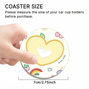 Simpatico Sottobicchiere per auto in silicone rotondo con cuore e arcobaleno, diametro 7cm.
