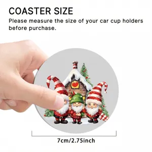 Navidad gnomo coche taza posavasos redondo antideslizante absorbente bebida accesorio auto
