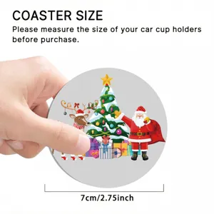 Posavasos de coche de Navidad, lindo diseño de Papá Noel y reno de silicona de 7cm