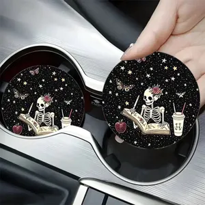 Sous-Verre de Voiture Mignon Dessin Animé Antidérapant Tapis Porte-Gobelet Silicone Universel Étanche Accessoires de Décoration Intérieure Auto