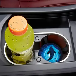 Sous-tasse de voiture tapis antidérapant en cuir pour porte-gobelet intérieur automobile deco
