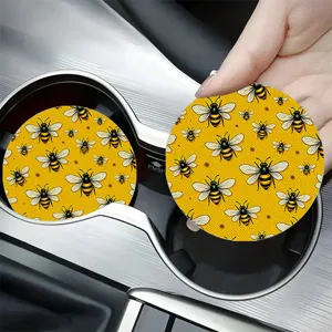 Sottobicchiere per auto con motivo ape carina, tappetino antiscivolo assorbente per interni auto.