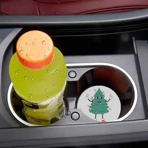 Kerst rond diatomeeënaarde auto kopje onderzetter absorberend warmte-isolerende mat detail