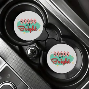 Posavasos redondos para coche, alfombrillas de silicona antideslizantes con diseño retro.