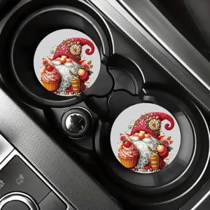 Christmas gnome car coasters diamond painting silicone cup mat set for auto interior