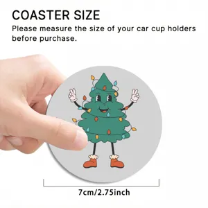Kerst retro boom auto kopje onderzetter absorberend rond antislip geïsoleerd matje 7cm