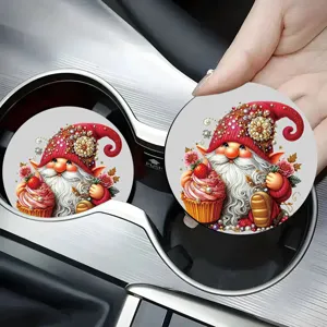 Christmas gnome diamond painting car coaster rhinestone cup mat handmade table decor accessory