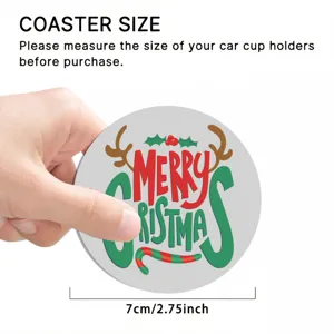 Posavasos redondo de Navidad para coche con diseño antideslizante, tamaño 7cm 2.75 pulgadas.