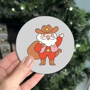 Ronde Diatomeeën Aarde Onderzetter Kerst Cowboy Kerstman Hittebestendige Absorberende Mat
